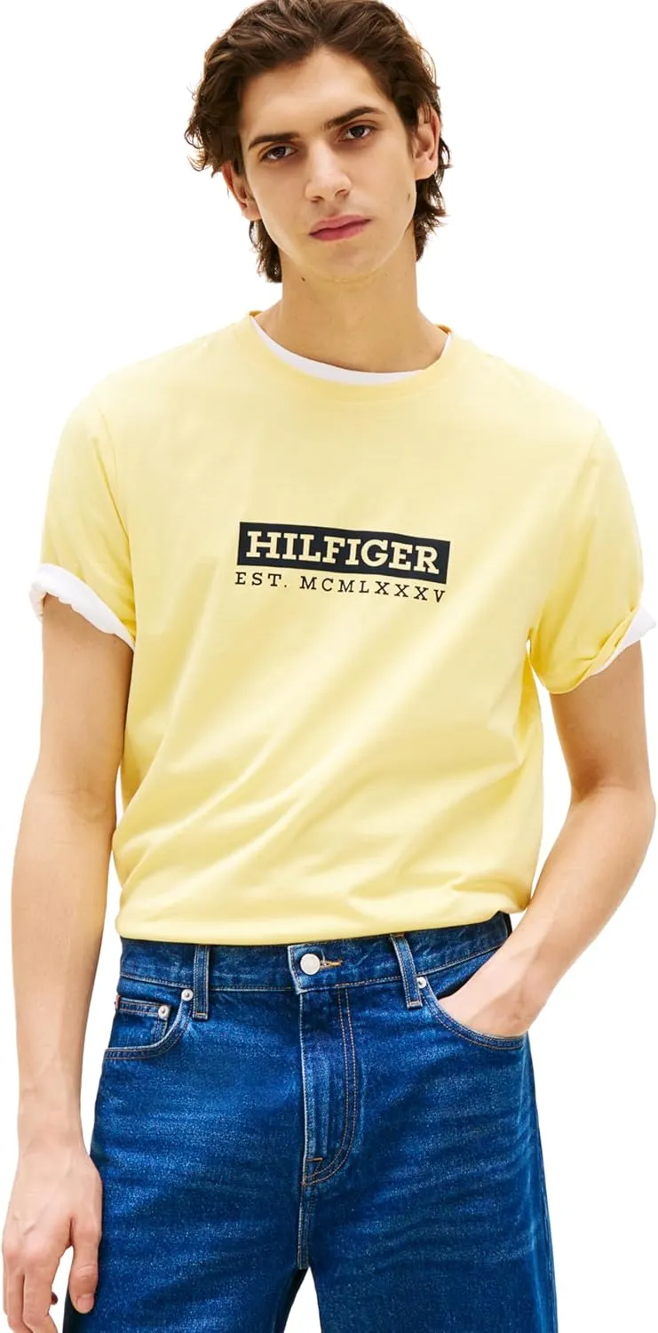 Tommy Hilfiger Men's Short Sleeve Cotton Graphic T-Shirts with Printed Logo, Also Available in Big & Tall