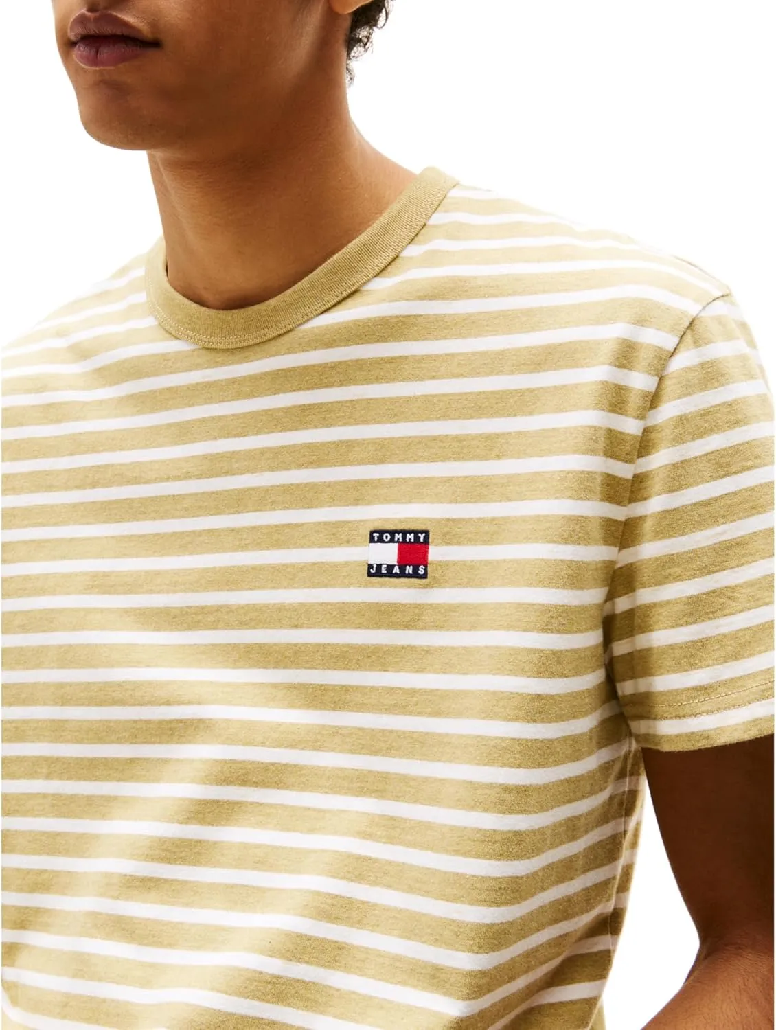Tommy Jeans Men's Short Sleeve Cotton Graphic T-Shirts with Stripe Design