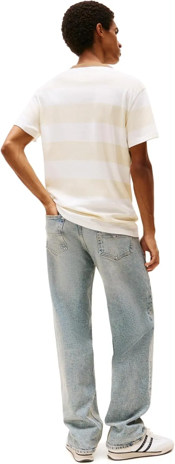 Tommy Jeans Men's Short Sleeve Cotton Graphic T-Shirts with Stripe Design