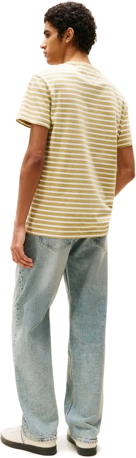 Tommy Jeans Men's Short Sleeve Cotton Graphic T-Shirts with Stripe Design