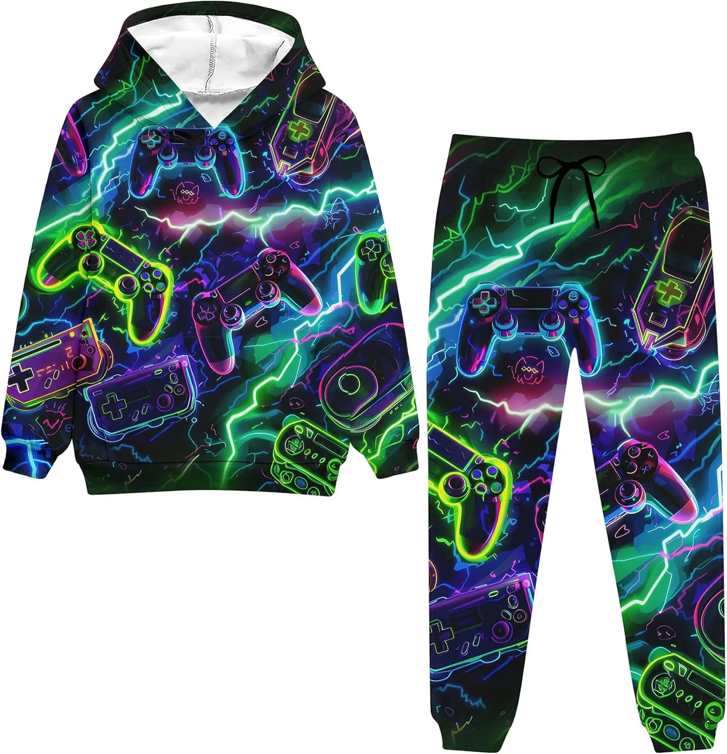 uideazone Boys Girls 2 Pcs Tracksuit Outfit Hoodie Sweatshirt & Sweatpant Sweatsuit Clothing Sets for Kids 7-14T