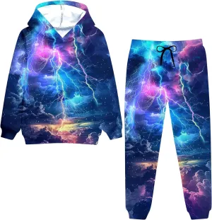 uideazone Boys Girls 2 Pcs Tracksuit Outfit Hoodie Sweatshirt & Sweatpant Sweatsuit Clothing Sets for Kids 7-14T