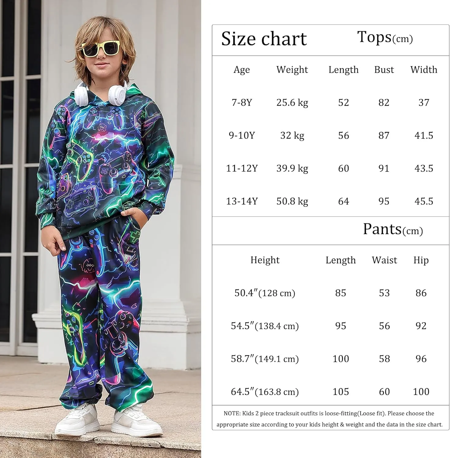 uideazone Boys Girls 2 Pcs Tracksuit Outfit Hoodie Sweatshirt & Sweatpant Sweatsuit Clothing Sets for Kids 7-14T