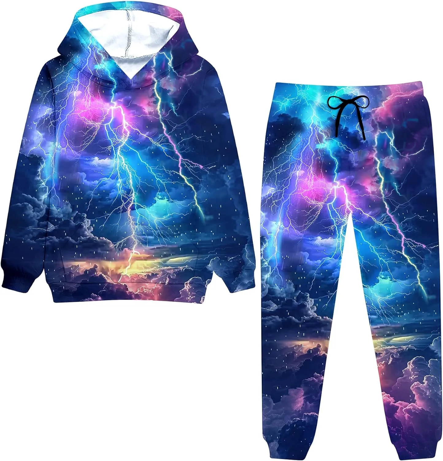 uideazone Boys Girls 2 Pcs Tracksuit Outfit Hoodie Sweatshirt & Sweatpant Sweatsuit Clothing Sets for Kids 7-14T