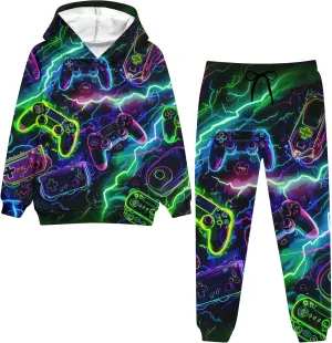 uideazone Boys Girls 2 Pcs Tracksuit Outfit Hoodie Sweatshirt & Sweatpant Sweatsuit Clothing Sets for Kids 7-14T