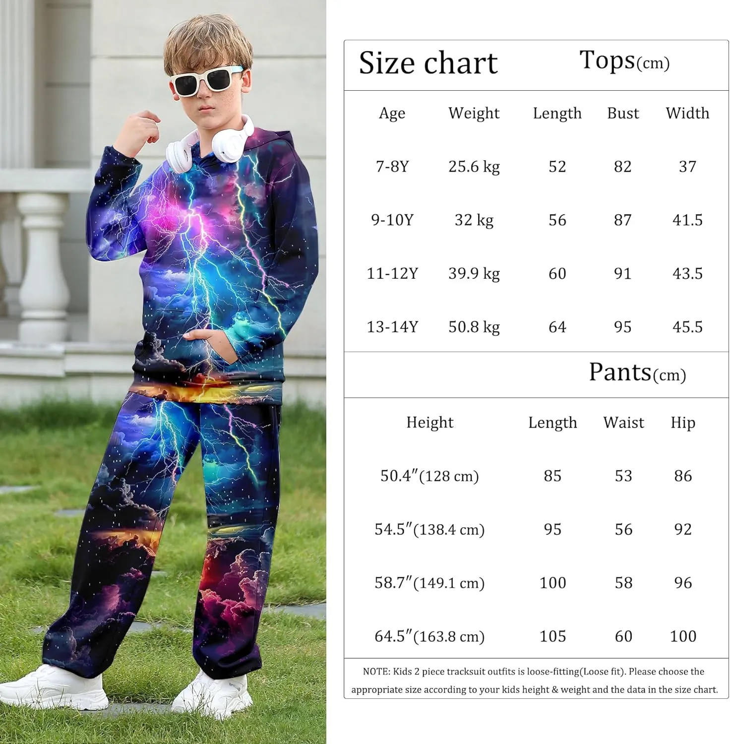 uideazone Boys Girls 2 Pcs Tracksuit Outfit Hoodie Sweatshirt & Sweatpant Sweatsuit Clothing Sets for Kids 7-14T