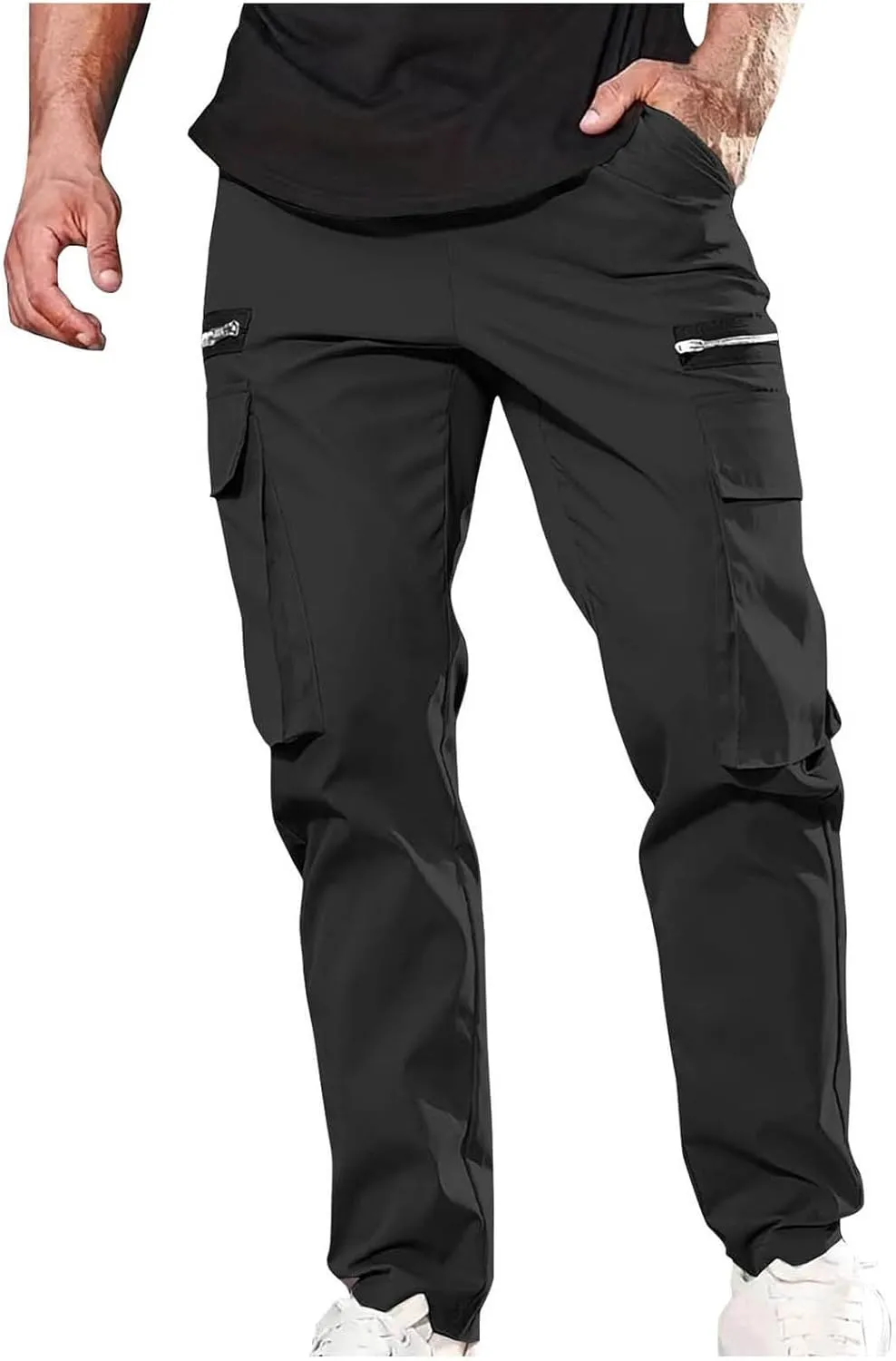 Uillui Men's Casual Wild Cargo Pants Relaxed Fit Elastic Waist Stretch Golf Work Pants Tactical Loose Hiking Casual Slacks