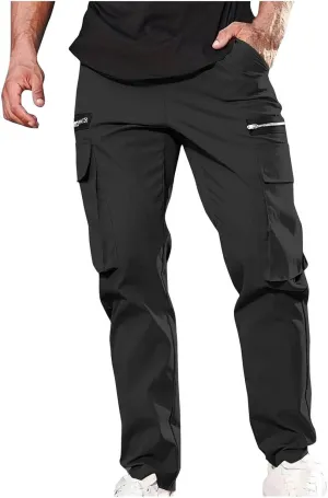 Uillui Men's Casual Wild Cargo Pants Relaxed Fit Elastic Waist Stretch Golf Work Pants Tactical Loose Hiking Casual Slacks