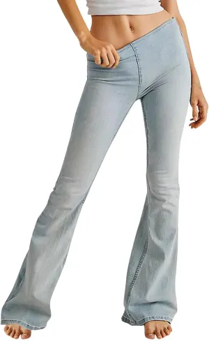 Uillui Women's Flared Skinny Jeans-Bootleg Yoga Jeggings Stretch Tummy Control High Waisted Casual Denim Bell Bottom Jeans