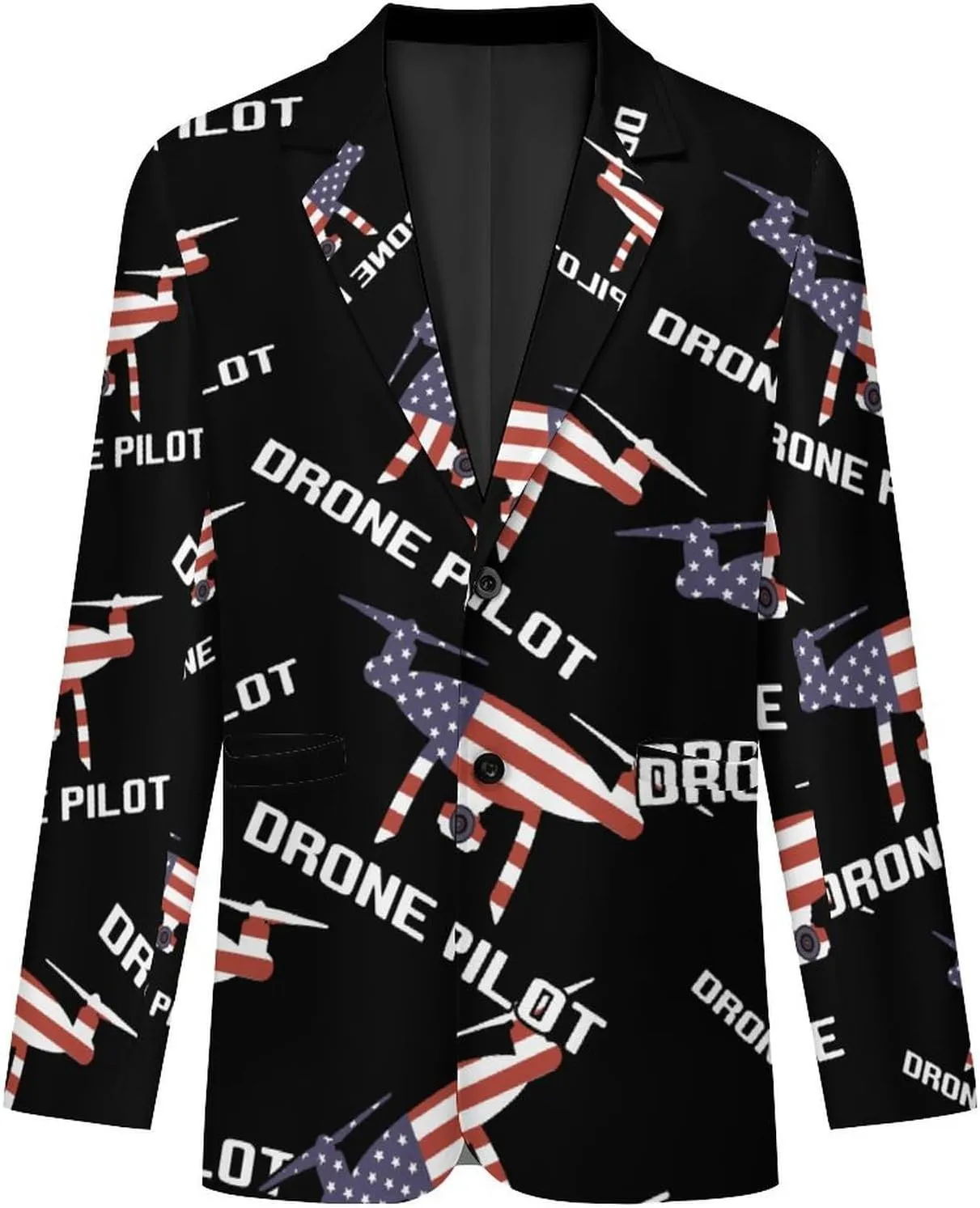 U.S.A. Flag Drone Pilot Mens Blazer Suit Jacket Lightweight Slim Fit Casual Coat