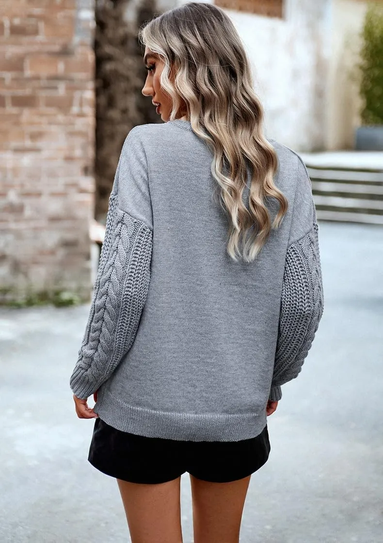 utcoco Women's Fashion Fall Sweaters Casual Long Sleeve Cable Knit Chunky Oversized Pullover Sweater Tops