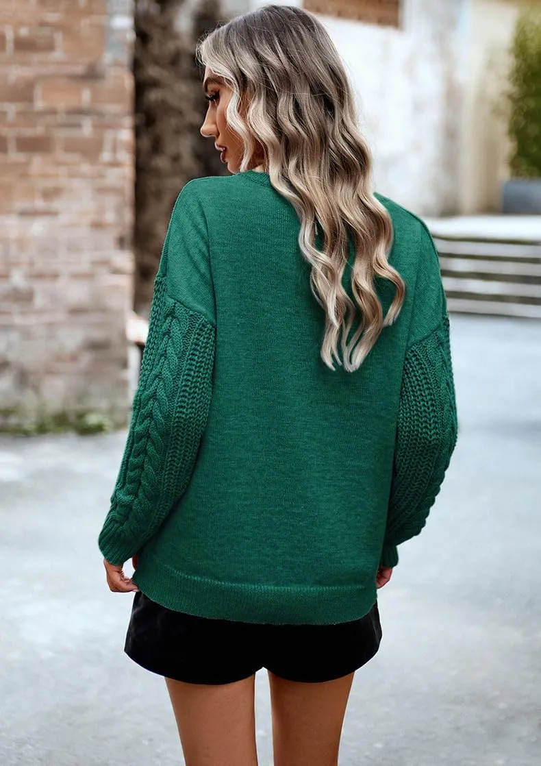 utcoco Women's Fashion Fall Sweaters Casual Long Sleeve Cable Knit Chunky Oversized Pullover Sweater Tops