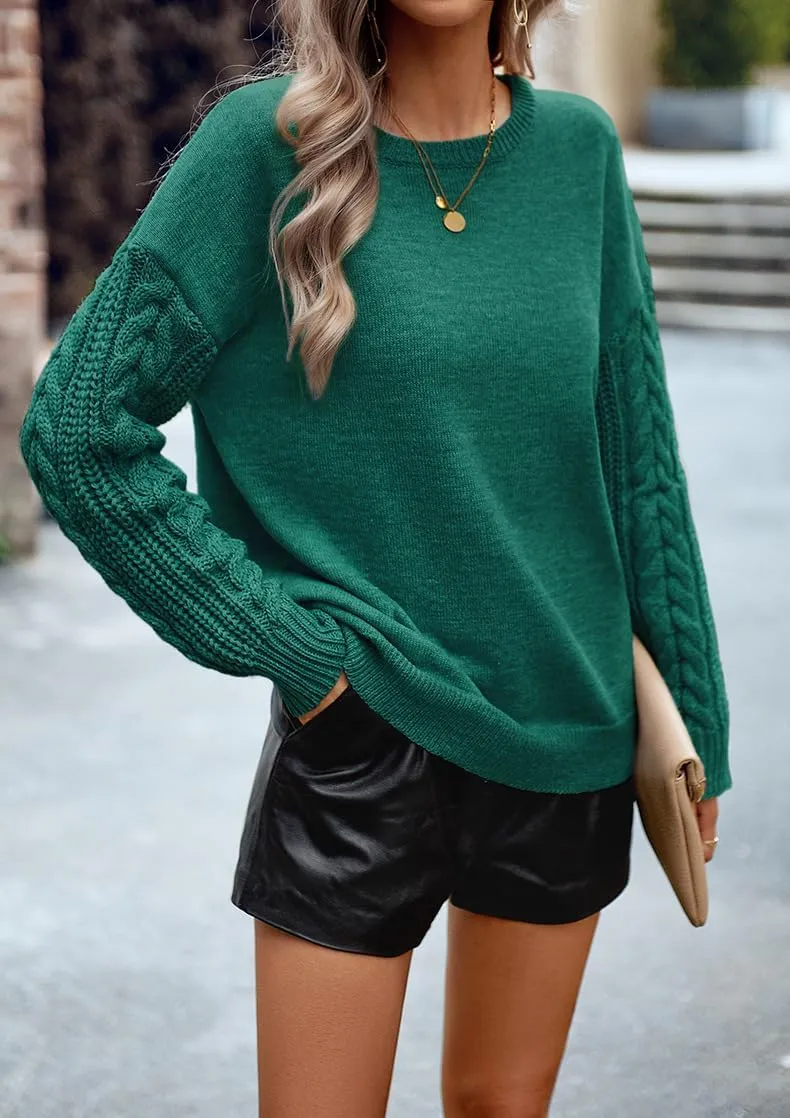 utcoco Women's Fashion Fall Sweaters Casual Long Sleeve Cable Knit Chunky Oversized Pullover Sweater Tops