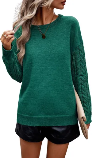 utcoco Women's Fashion Fall Sweaters Casual Long Sleeve Cable Knit Chunky Oversized Pullover Sweater Tops
