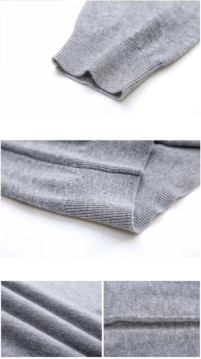 Vogrtcc Men Fashion Solid V-Neck Bottoming Sweaters Autumn Winter Warm Casual Long Sleeve Knitted Pullovers