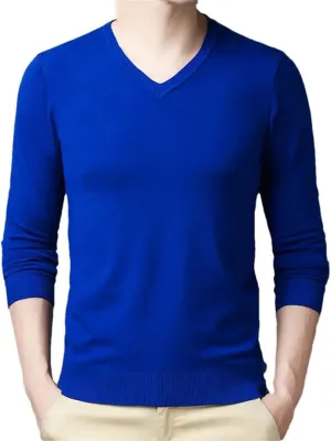 Vogrtcc Men Fashion Solid V-Neck Bottoming Sweaters Autumn Winter Warm Casual Long Sleeve Knitted Pullovers