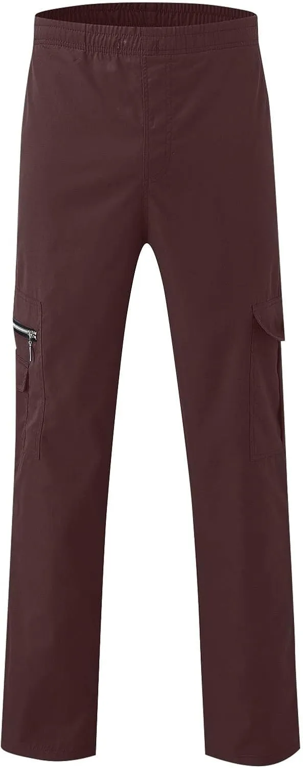 WENKOMG1 Mens Casual Cargo Pants Lightweight Multi Pockets Tactical Pants Straight Leg Summer Breathable Workwear