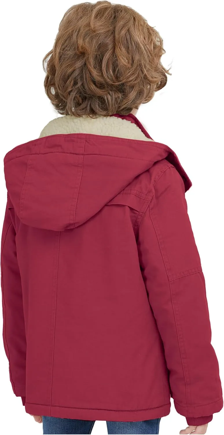 WenVen Boy's Winter Thicken Cotton Coat Heavy Sherpa Lined Hooded Parka Jacket