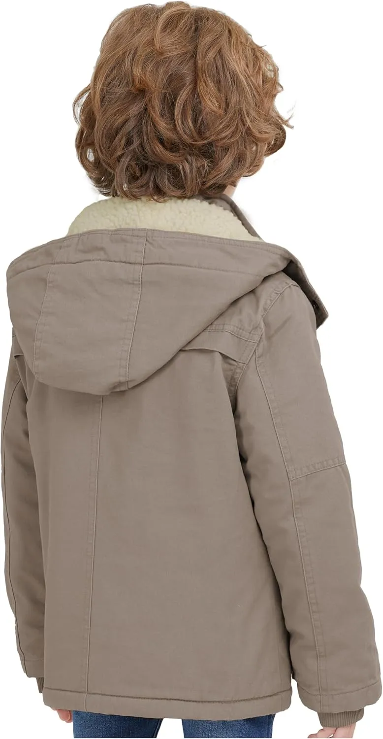 WenVen Boy's Winter Thicken Cotton Coat Heavy Sherpa Lined Hooded Parka Jacket