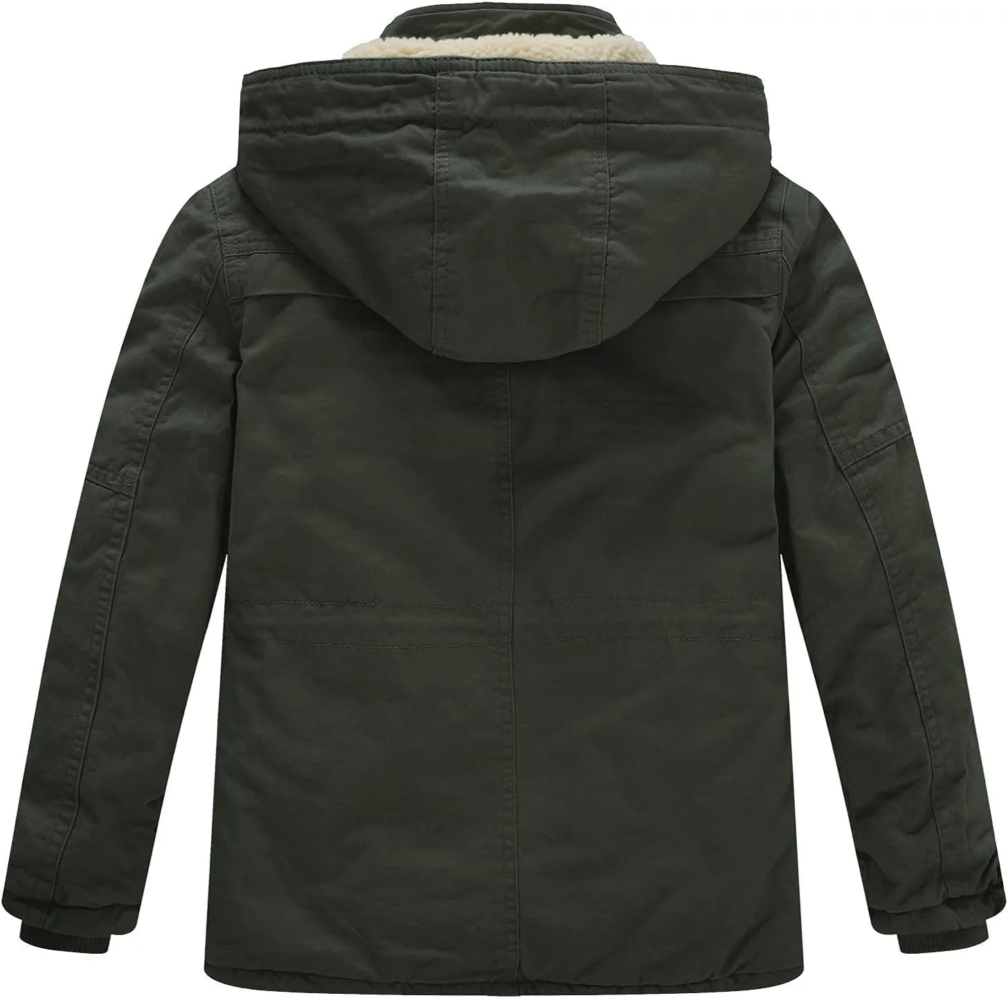 WenVen Boy's Winter Thicken Cotton Coat Heavy Sherpa Lined Hooded Parka Jacket