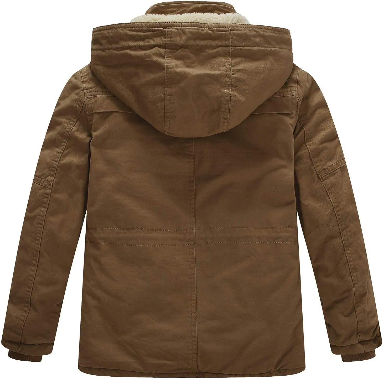 WenVen Boy's Winter Thicken Cotton Coat Heavy Sherpa Lined Hooded Parka Jacket