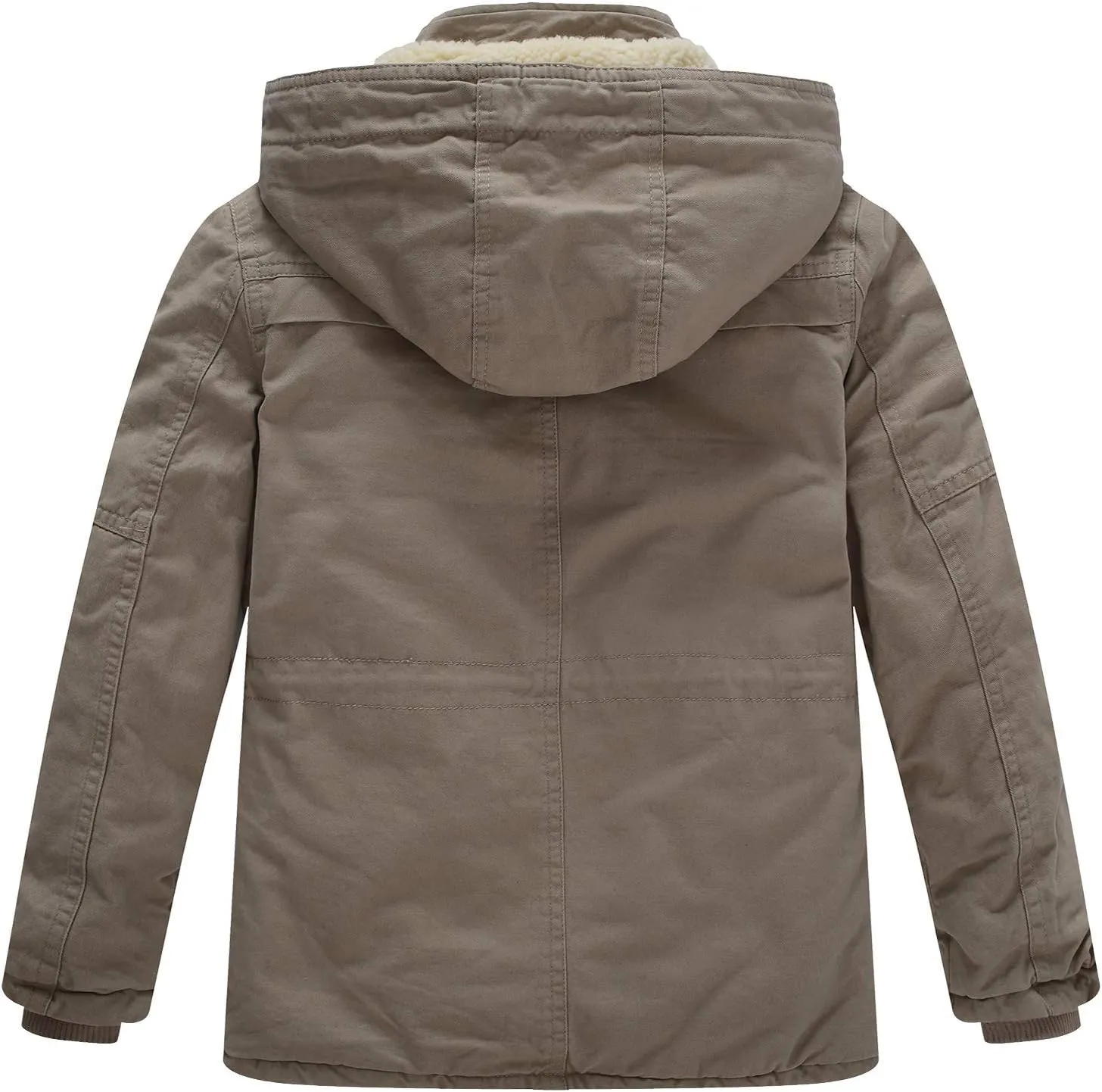 WenVen Boy's Winter Thicken Cotton Coat Heavy Sherpa Lined Hooded Parka Jacket
