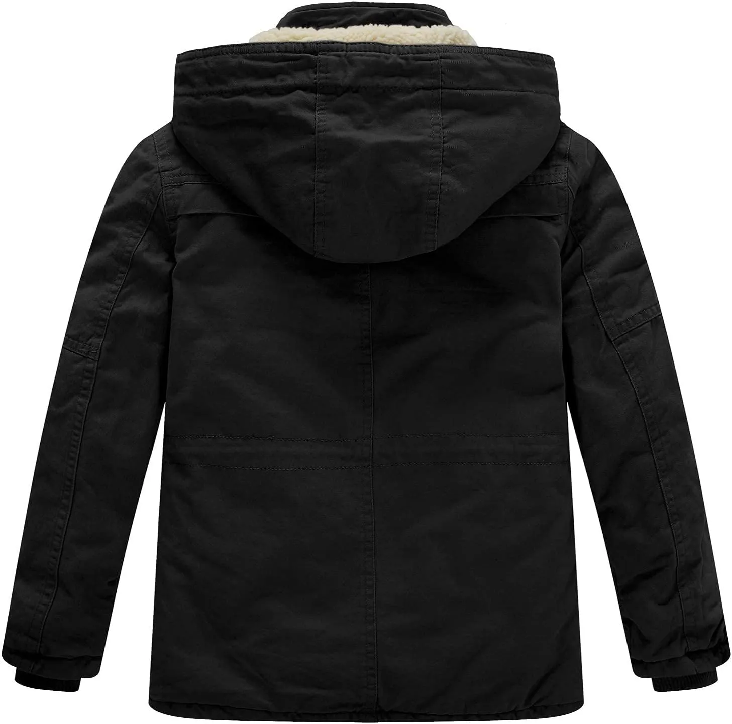 WenVen Boy's Winter Thicken Cotton Coat Heavy Sherpa Lined Hooded Parka Jacket