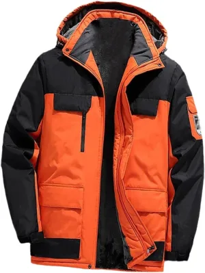 Winter Men Casual Jacket Waterproof Warm Thicken Outdoor Coats Mens Velvet Hooded Jackets Mountaineering Overcoat