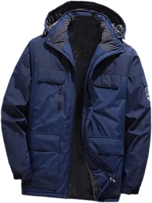 Winter Men Casual Jacket Waterproof Warm Thicken Outdoor Coats Mens Velvet Hooded Jackets Mountaineering Overcoat
