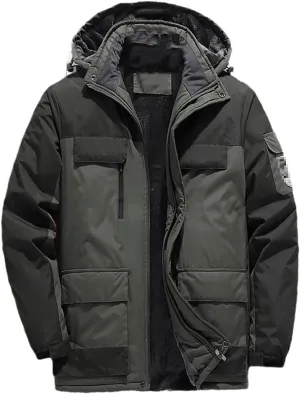 Winter Men Casual Jacket Waterproof Warm Thicken Outdoor Coats Mens Velvet Hooded Jackets Mountaineering Overcoat