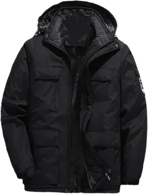Winter Men Casual Jacket Waterproof Warm Thicken Outdoor Coats Mens Velvet Hooded Jackets Mountaineering Overcoat