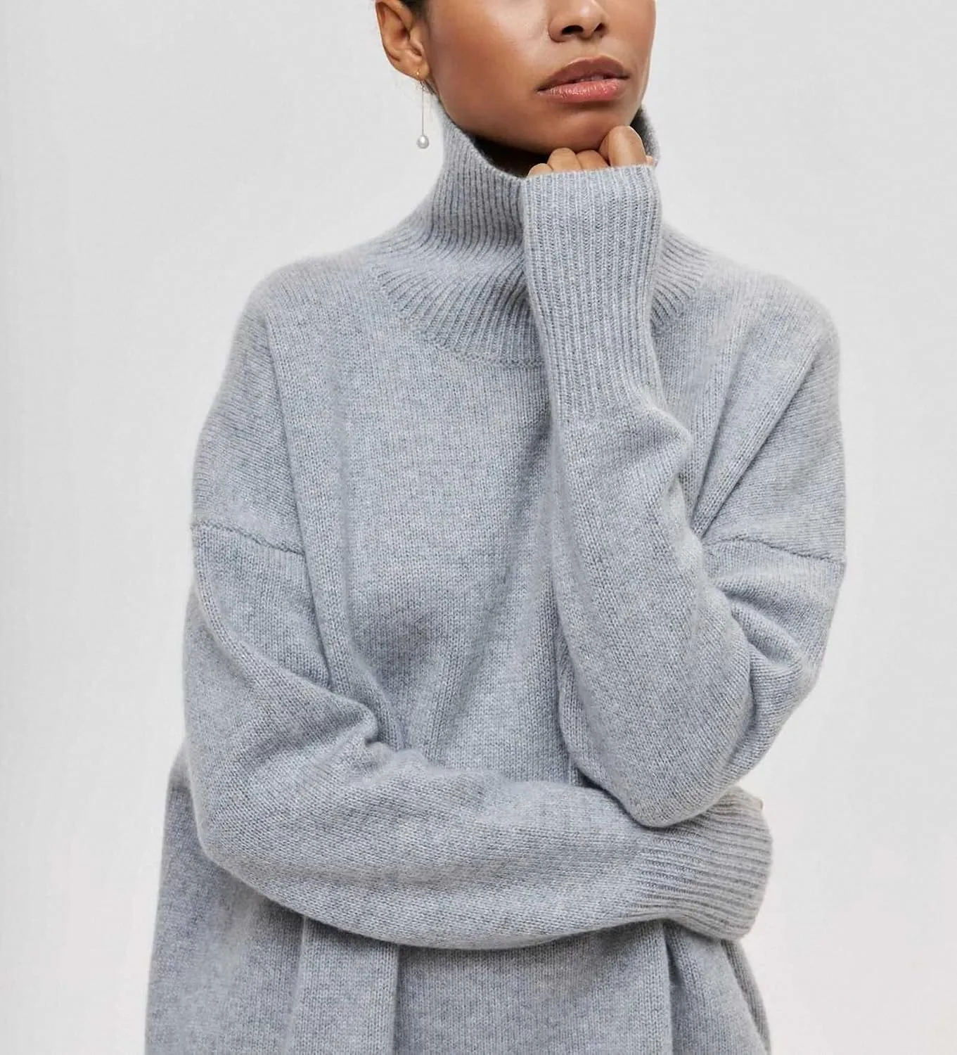 Winter Turtleneck Sweater Oversize Long Sleeve Top Autumn Casual Loose Jumper White Thick Warm Knitted Pullovers Women