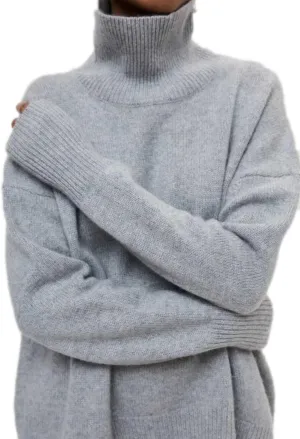 Winter Turtleneck Sweater Oversize Long Sleeve Top Autumn Casual Loose Jumper White Thick Warm Knitted Pullovers Women