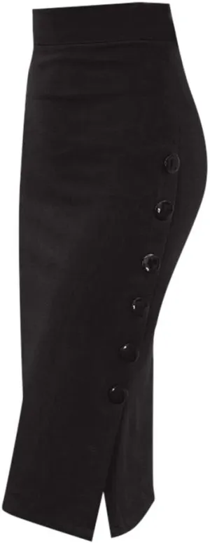 Women Bodycon Pencil Skirts High Waisted Slit Side Stretch Slim Wrap Knee Length Button Zipper Work Midi Skirt