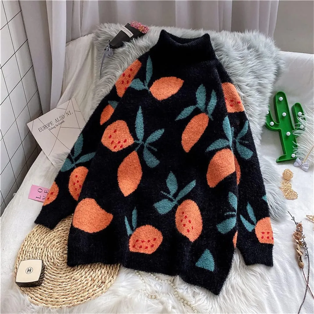 Women Casual Oversized Turtleneck Sweater Winter Long Sleeve Knitted Pullovers Female Thick Warm Jumper