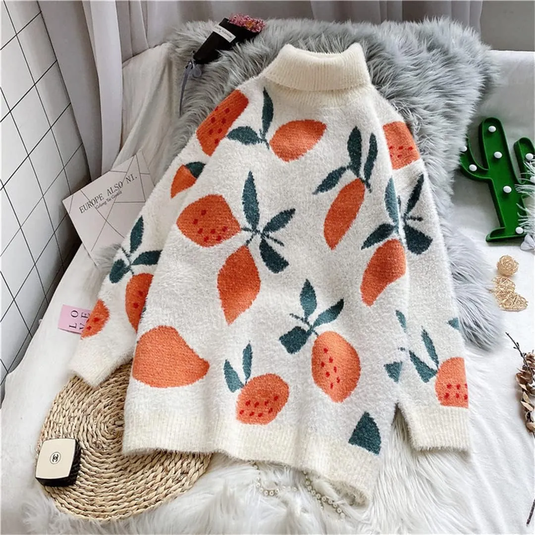 Women Casual Oversized Turtleneck Sweater Winter Long Sleeve Knitted Pullovers Female Thick Warm Jumper
