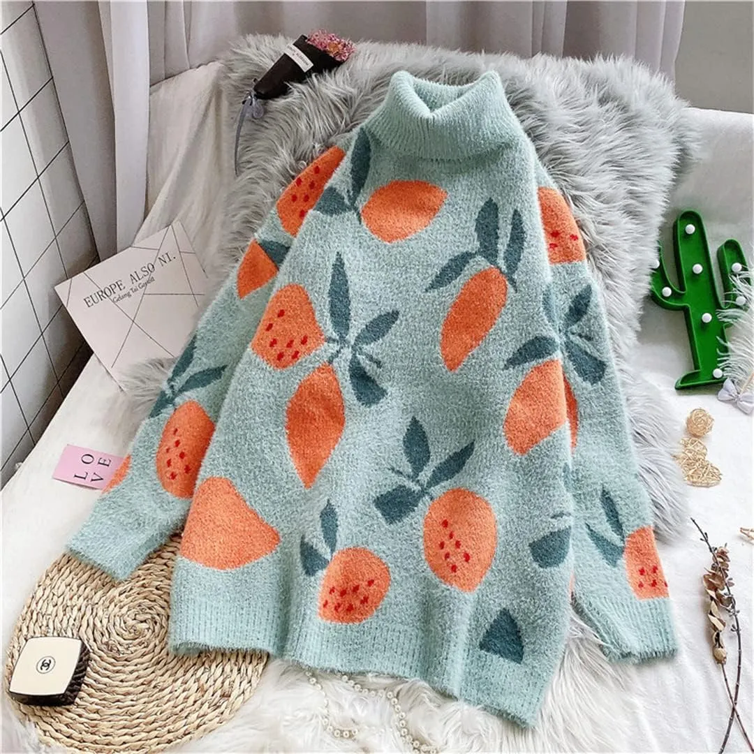Women Casual Oversized Turtleneck Sweater Winter Long Sleeve Knitted Pullovers Female Thick Warm Jumper