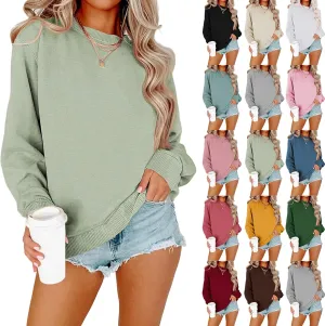 Women Crew Neck Sweatshirts Fall Casual Oversized Sweatshirts Long Sleeve Cute Preppy Sweatshirt Comfort Pullover