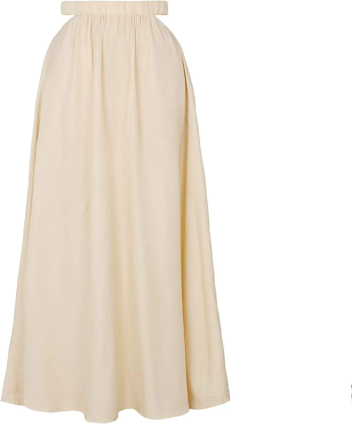 Women Cutout High Waist Midi Skirt Summer Casual Pleated A-Line Skirts Lightweight Flowy Solid Beach Long Skirt