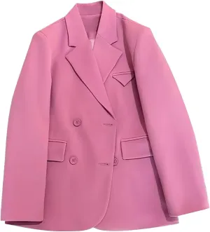 Women Double Breasted Blazer Jacket Casual Open Front Long Sleeve Lapel Suit Jackets Fall Work Office Blazer Outwear