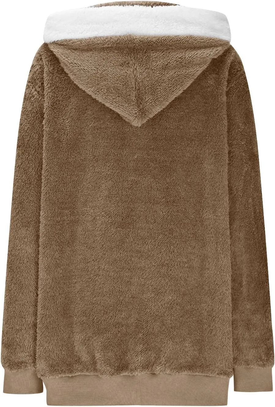 Women Fuzzy Fleece Jacket Winter Warm Hooded Cardigan Plus Size Sherpa Coats Cute Lightweight Plush Outerwear