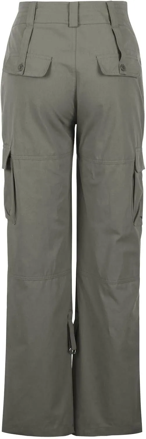 Women Low Waist Cargo Pants Casual Hiking Pant Multi Pocket Tactical Pants Wide Leg Workout Sweatpants Trousers