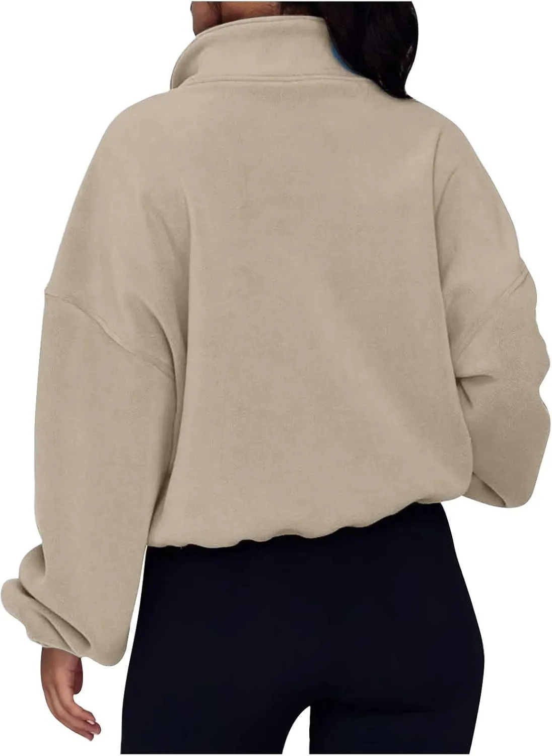 Women Quarter Zip Pullover Cropped Sweatshirts Fashion Teen Girls Y2k Fleece Fall Outfits Clothes Casual Sweatshirts