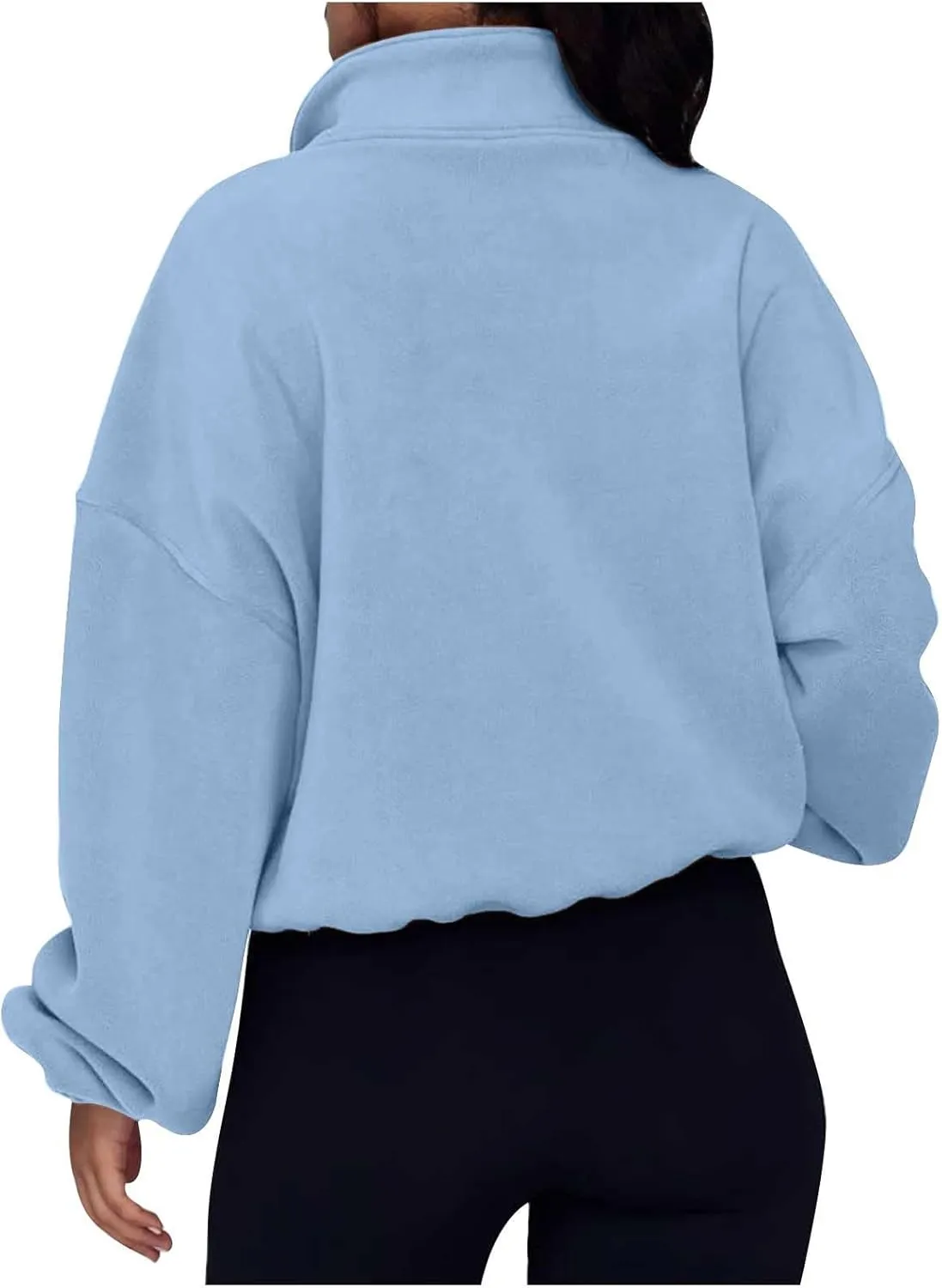 Women Quarter Zip Pullover Cropped Sweatshirts Fashion Teen Girls Y2k Fleece Fall Outfits Clothes Casual Sweatshirts