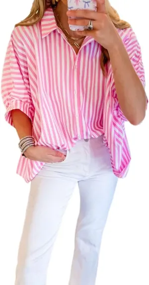 Women Stripe Splicing Bat Sleeve Oversize Sunscreen T Shirt 2024 New Fshion Casual Tops