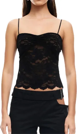 Women Summer Camisoles Lace Ruched V-Neck Spaghetti Strap Casual Tops Sleeveless Y2K Vests