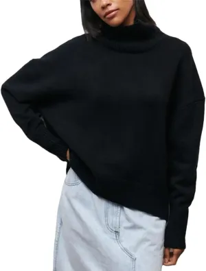 Women Turtleneck Sweater Oversize Long Sleeve Top Casual Loose Jumper White Thick Warm Knitted Pullovers for Women