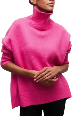 Women Turtleneck Sweater Oversize Long Sleeve Top Casual Loose Jumper White Thick Warm Knitted Pullovers for Women
