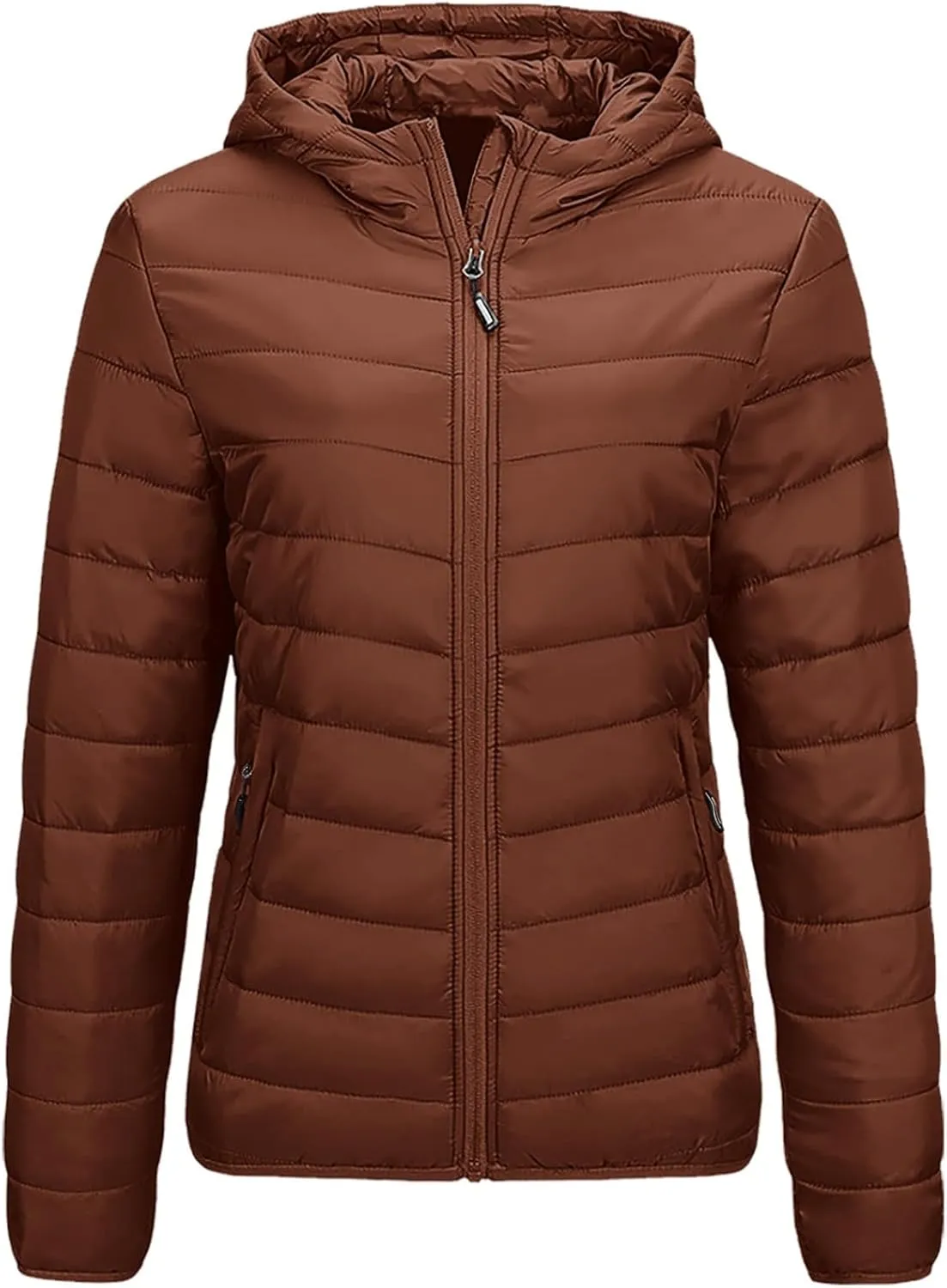 Women Winter Jackets Plus Size Packable Quilted Puffer Parka Coat Full Zip Hooded Down Jacket Outerwear with Hood