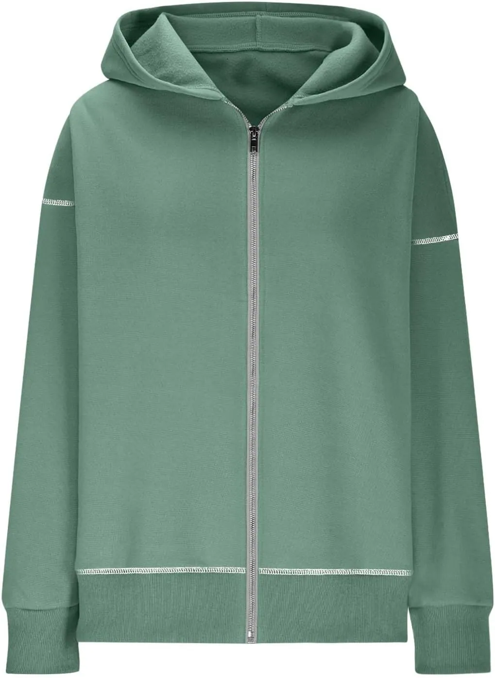 Women Y2K Cropped Hoodie Jackets Zip Up Drop Shoulder Long Sleeve Outwear Winter Casual Loose Fit Fleece Sweatshirt